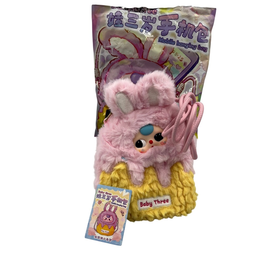 Baby Three Plush Mobile Hanging Bag Pink Yellow Bunny Phone Pouch Blind Box Card